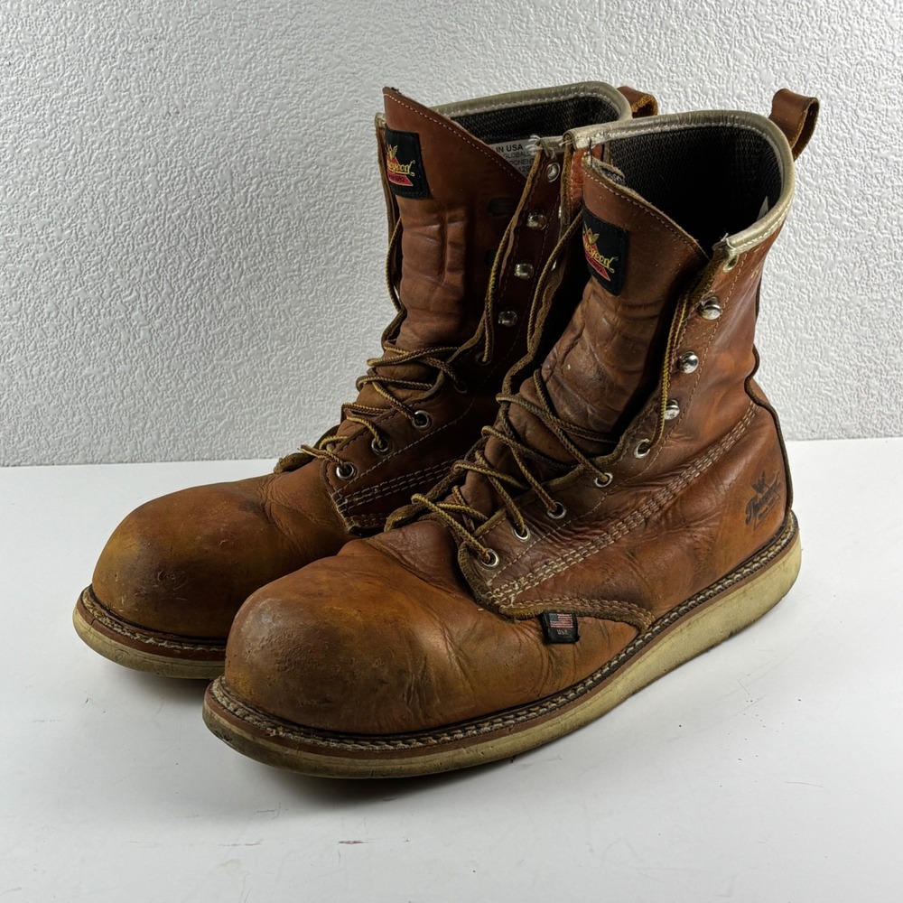 Thorogood Work Boots Men 10.5 Brown Leather WP 8" Comp Toe American 804-4210 USA